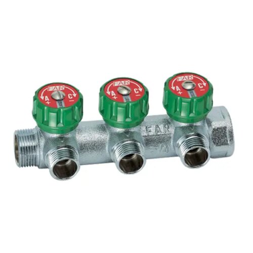 Коллектор Far FK 3822 3412TP на 3 выхода 3/4"x1/2" наружная резьба