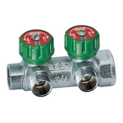 Коллектор Multifar FK 3821 3412TP на 2 выхода 3/4"х1/2" НР латунь