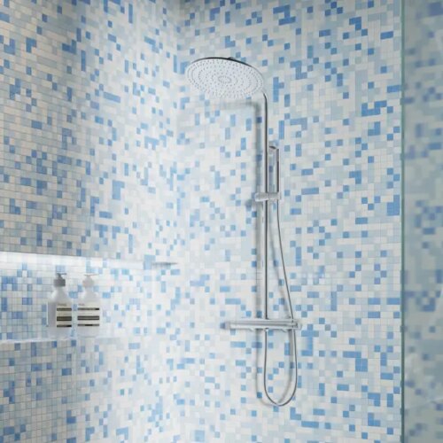Мозаика стеклянная Artens Clear 30x30 см цвет бело-голубой