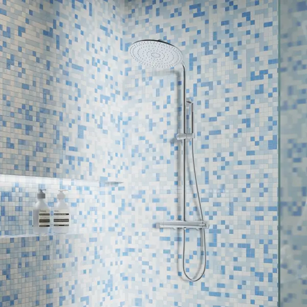 Мозаика стеклянная Artens Clear 30x30 см цвет бело-голубой