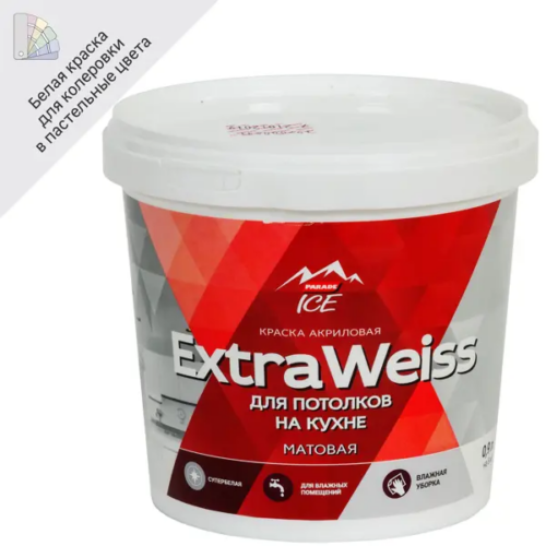 Краска для потолков Parade DYI ExtraWeiss матовая цвет белый база А 0.9 л
