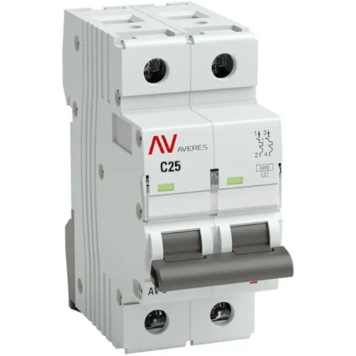 Автоматический выключатель EKF Averes AV-6 2P C25 А 6 кА mcb6-2-25C-av
