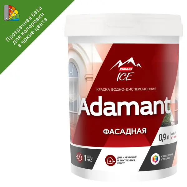 Краска фасадная Parade Adamant матовая прозрачная база C 0.9 л