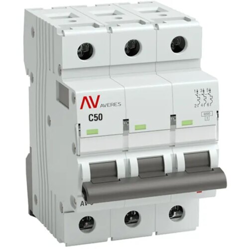 Автоматический выключатель EKF Averes AV-6 3P C50 А 6 кА mcb6-3-50C-av
