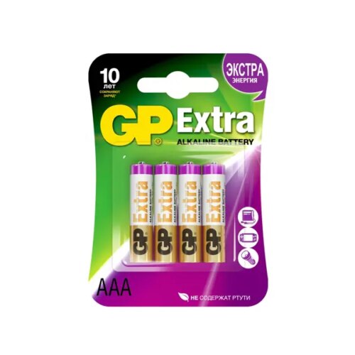 Батарейка алкалиновая GP Extra 24AX-2CR4 24А ААА 4 шт.