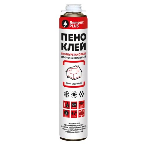 Клей-пена монтажный Remont PLUS Профессиональный для различных поверхностей 750 мл