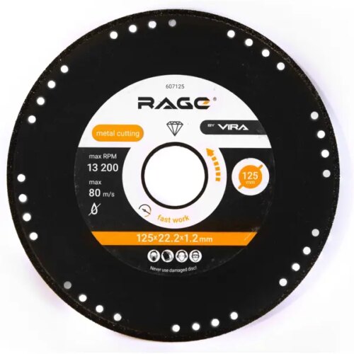Диск алмазный по стали Rage 607125 сплошной 125x22.2x1.2 мм