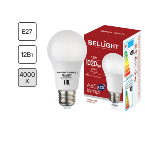 Лампа светодиодная Bellight E27 220-240 В 12 Вт груша матовая 1020 лм нейтральный белый свет