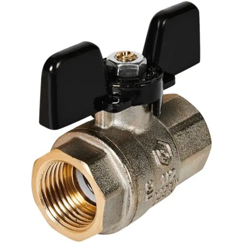 Кран шаровой прямой Stout SVB-0002 DN15 PN40 1/2" ВР ручка бабочка латунь