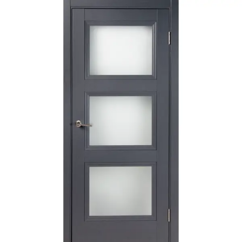 Дверь межкомнатная со стеклом Трилло 90x200 см Hardflex цвет грей легно с замком и петлями