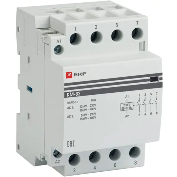 Контактор EKF КМ 4NО 63 А 230-400 В