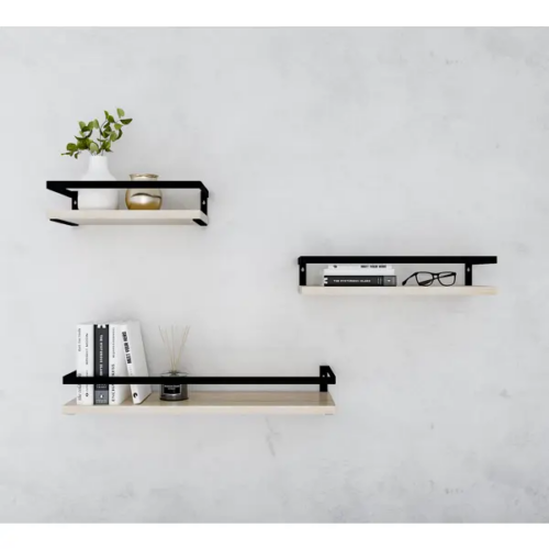Полка настенная Pragmatic 15x40/15x35/15x30 см металл цвет чёрный 3 шт
