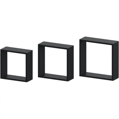 Полка настенная Spaceo 24x24 см/27x27 см/30x30 см МДФ цвет чёрный 3 шт