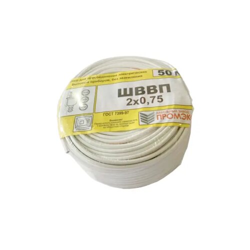 Провод Промэко ШВВП 2x0.75 50 м ГОСТ цвет белый