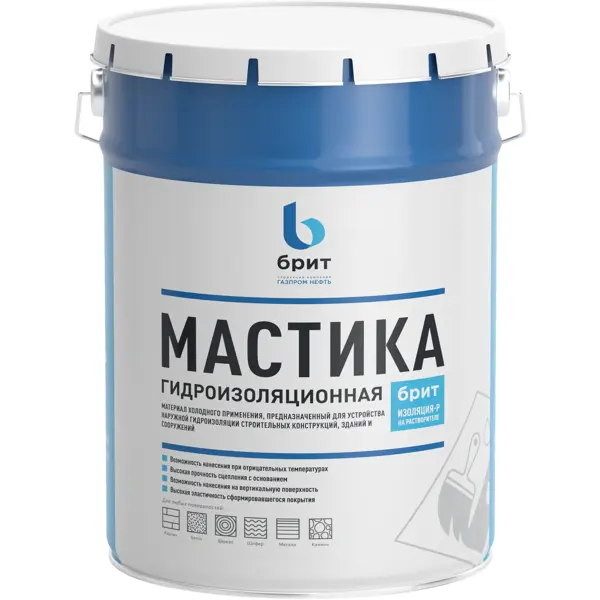 Мастика гидроизоляционная битумно-полимерная Брит Изоляция-Р 5 кг