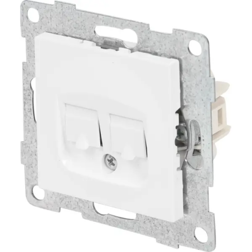 Телефонная/компьютерная розетка встраиваемая Gusi Electric Ugra RJ45 RJ12 без заземления цвет белый