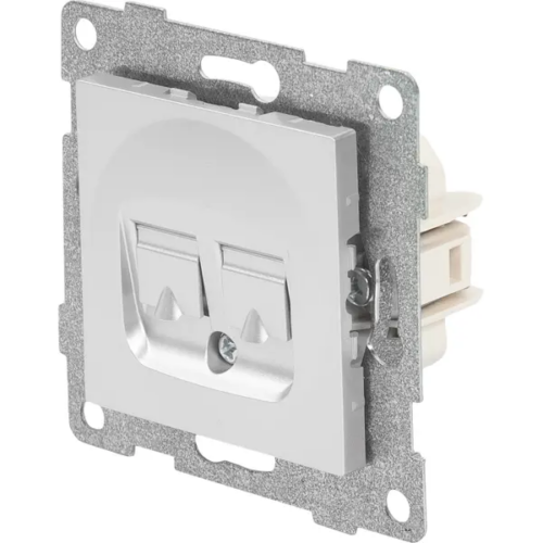 Розетка компьютерная встраиваемая Gusi Electric без заземления RJ45/RJ12 цвет серебро