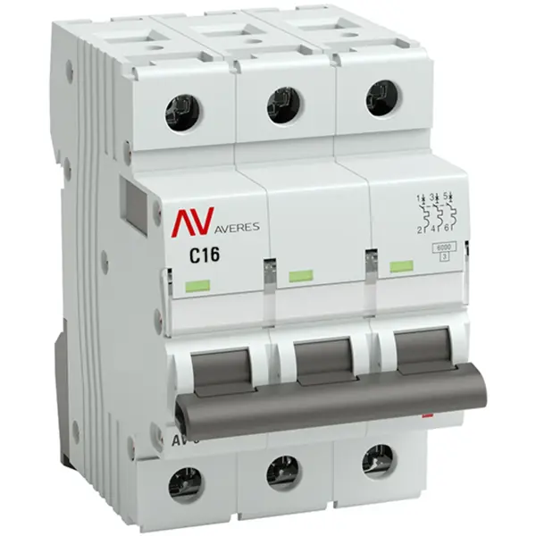 Автоматический выключатель EKF Averes AV-6 3P C16 А 6 кА mcb6-3-16C-av