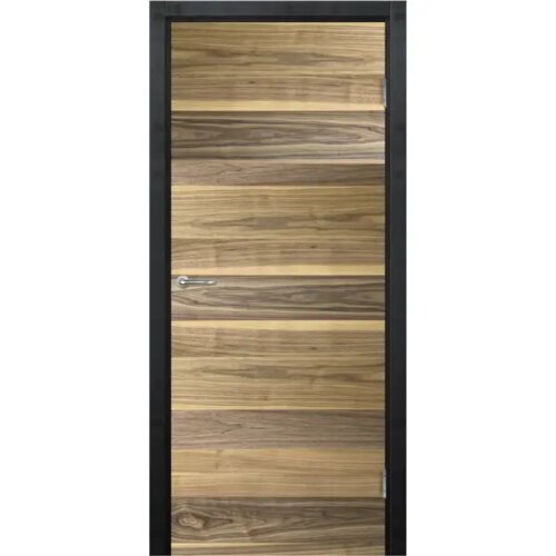 Дверь межкомнатная глухая Loft 60x200 см шпон цвет американский орех с замком и петлями