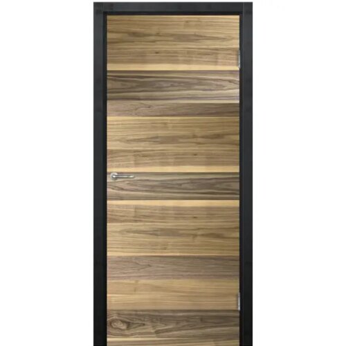 Дверь межкомнатная глухая Loft 80x200 см шпон цвет американский орех с замком и петлями