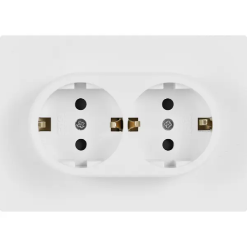 Розетка двойная встраиваемая Gusi Electric с заземлением со шторкой цвет белый