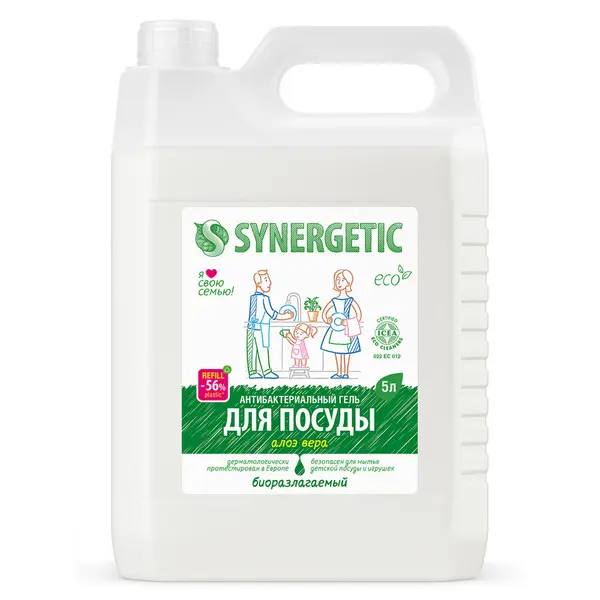 Гель для мытья посуды Synergetic алоэ вера 5л