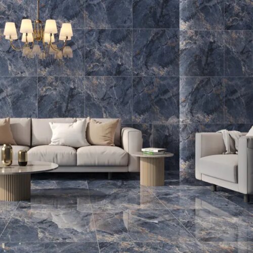 Глазурованный керамогранит Concor Opera Blue 60x60 см 1.44 м² полированный цвет тёмно-синий мрамор