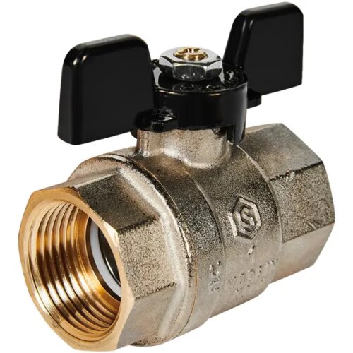 Кран шаровой прямой Stout SVB-0002 DN25 PN40 1 1/4"x25 ВР ручка бабочка латунь