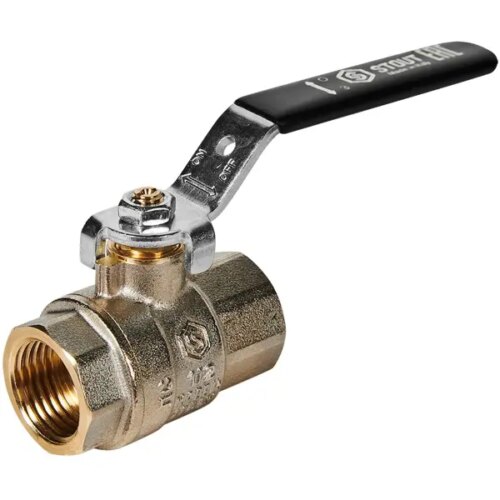 Кран шаровой прямой Stout SVB-0001 DN15 PN40 1/2" ВР ручка рычаг латунь
